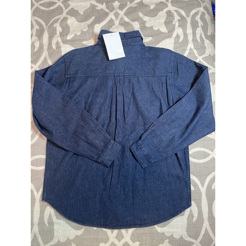 New Cabin Creek MEDIUM Christmas Holiday Cotton Denim Button Up Shirt Vintage - Picture 6 of 8